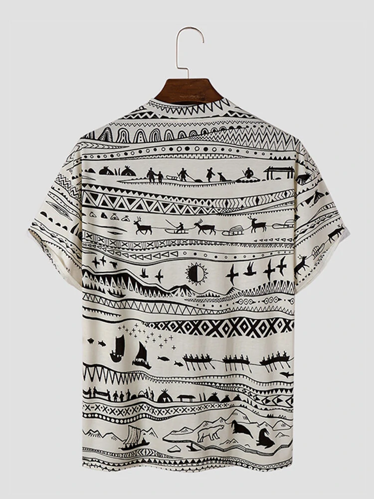 (image for) ChArmkpR Mens T-shirts Allover Ethnic Tribal Print Crew Neck Short Sleeve T Shirts