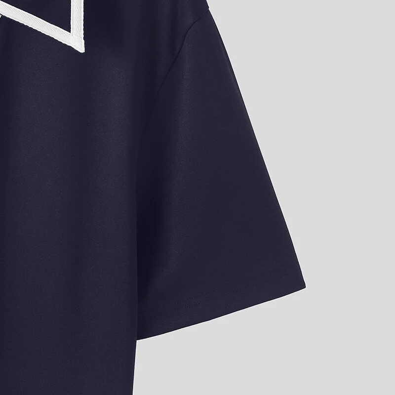 (image for) INCERUN Mens Fashion Design Spliced Collar Shirt Comfortable Fabric Short Sleeve Zipper Lapel Top for Male S-5XL